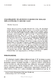 Stałoprądowe właściwości elektryczne izolacji implantowanej w arsenku galu = DC electrical properties of implant isolation in GaAs