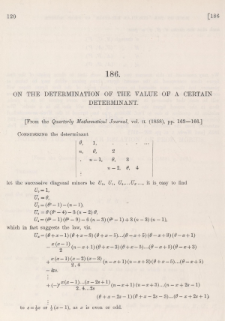 On the determination of the value of certain determinant