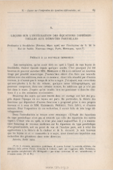 Leçons sur l'intégration des équations différentielles aux dérivées partielles : professées à Stockholm (Février, Mars 1906) sur l'invitaton de S. M. le Roi de Suède