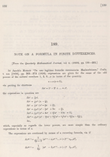 Note on a formula in finite defferences