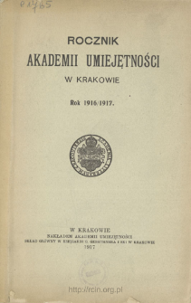 Rocznik Akademii Umiejętności w Krakowie, Rok 1916/1917