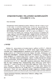 Otrzymywanie i własności kompleks&oacute;w fullerenu z Fe = The preparation and properties of Fe fullerene complex
