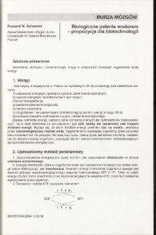 Biologiczne palenie wodorem- propozycja dla biotechnologii