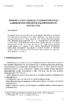 Wzrost z fazy ciekłej i charakteryzacja laserowych struktur falowodowych Nd:YAG/YAG = Liquid phase epitaxial growth and characterization of Nd:YAG/YAG waveguide laser structures