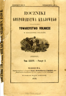 Roczniki Gospodarstwa Krajowego T. 36 z. 2 (1859)