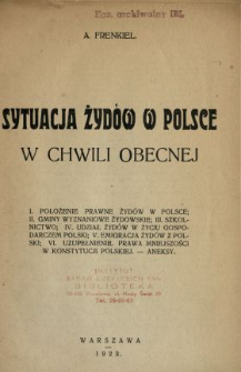 Sytuacja Żydów w Polsce w chwili obecnej