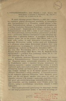 [Recenzja:] S. Pietraszkiewicz&oacute;wna, Dzieje Filomat&oacute;w w zarysie. Krak&oacute;w, 1912 [...]