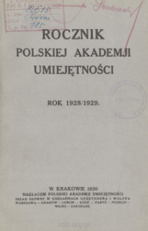 Rocznik Polskiej Akademii Umiejętności. R. 1928/1929