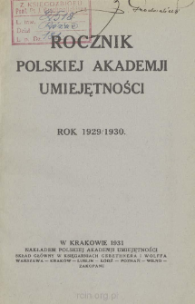 Rocznik Polskiej Akademii Umiejętności. R. 1929/1930