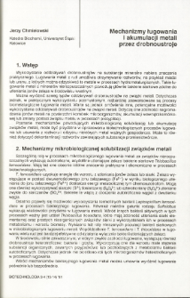 Mechanisms of the extraction and accumulation of metals by microorganisms