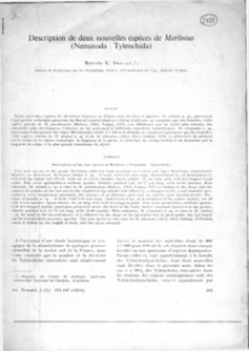 Description de deux nouvelles esp&egrave;ces de Merlinius (Nematoda: Tylenchida)