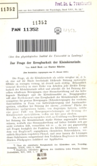 Zur Frage der Erregbarkeit der Kleinhirnrinde