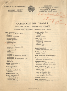 II. Catalogue des graines r&eacute;colt&eacute;es en 1928 et offertes en echange