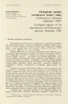 Ekologiczne aspekty rozrodczości nornicy rudej Clethrionomys glareolus (Schreber 1780)