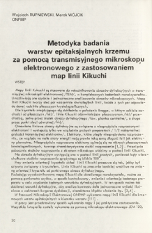 Metodyka badania warstw epitaksjalnych krzemu za pomocą transmisyjnego mikroskopu elektronowego z zastosowaniem map linii Kikuchi = The method of study for the silicon epitaxial monolayers by means of transmission electron microscope with use of Kikuchi lines map