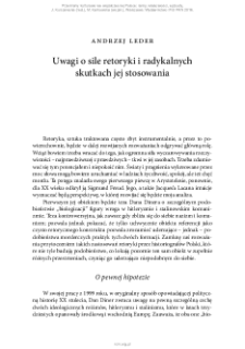 Uwagi o sile retoryki i radykalnych skutkach jej stosowania