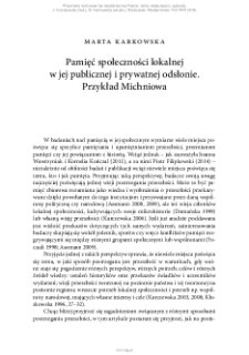 Pamięć społeczności lokalnej w&nbsp;jej publicznej i&nbsp;prywatnej odsłonie. Przykład Michniowa