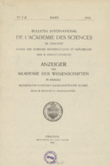 Bulletin International de L'Acad&eacute;mie des Sciences de Cracovie. Classe des Sciences Math&eacute;matiques et Naturelles. Anzeiger der Akademie der Wissenschaften in Krakau. Mathematisch-Naturwissenschaftliche Klasse. Reihe B, Biologische Wissenschaften. S&eacute;rie B, Sciences Naturelles, No 3