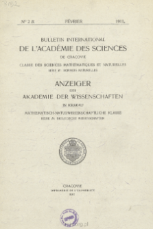 Bulletin International de L'Acad&eacute;mie des Sciences de Cracovie. Classe des Sciences Math&eacute;matiques et Naturelles. Anzeiger der Akademie der Wissenschaften in Krakau. Mathematisch-Naturwissenschaftliche Klasse. Reihe B, Biologische Wissenschaften. S&eacute;rie B, Sciences Naturelles, No 2