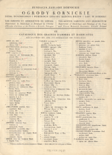 VII. Catalogue des graines d'arbres et d'arbustes récoltées en 1936 et offertes en echange