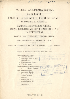 Index Seminum Anno 1954 Collectorum Quae Instituti Arboretum Pro Mutua Commutatione Offert