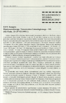XXVI Kongres Międzynarodowego Towarzystwa Limnologicznego - SIL (S&atilde;o Paulo, 23-29 VII 1995 r.)