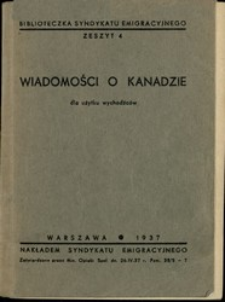 Wiadomości o Kanadzie dla użytku wychodźc&oacute;w