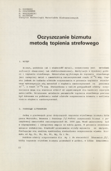 Oczyszczanie bizmutu metodą topienia strefowego = Refining bismuth by sonal melting method