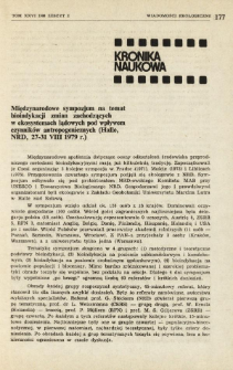 Międzynarodowe sympozjum na temat bioindykacji zmian zachodzących w ekosystemach lądowych pod wpływem czynnik&oacute;w antropogenicznych (Halle, NRD, 27-31 VIII 1979 r.)