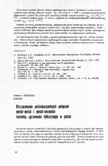 Otrzymywanie pr&oacute;żnioszczelnych połączeń metal-metal i metal-ceramika techniką zgrzewania dyfuzyjnego w pr&oacute;żni = Obtaining of vacuum-light metal, metal-cramics seals by diffussive welding in vacuum