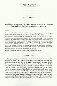 Conditions for dormancy breaking and germination of European hophornbeam (Ostrya carpinifolia Scop.) seed