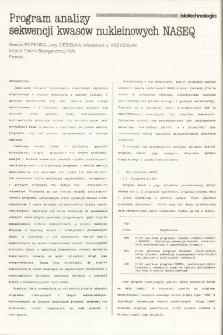 Program analiz sekwencji kwas&oacute;w nukleinowych NASEQ