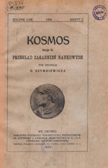 Kosmos. Seria B, Przegląd Zagadnień Naukowych, Zeszyt 1, Rocznik 63