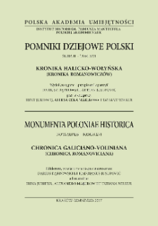 Kronika halicko-wołyńska : (kronika Romanowiczów) = Chronica Galiciano-Voliniana : (Chronica Romanoviciana)