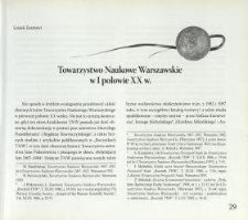 Towarzystwo Naukowe Warszawskie w I połowie XX w.