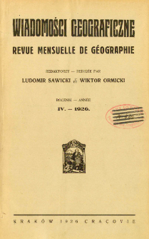 Wiadomości Geograficzne R. 4 (1926), Spis treści