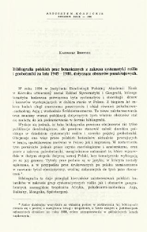 Bibliografia polskich prac botanicznych z zakresu systematyki roślin i geobotaniki za lata 1945-1980, dotycząca obszarów pozakrajowych