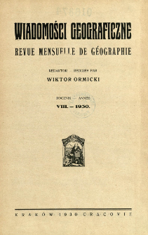 Wiadomości Geograficzne R. 8 (1930), Spis treści