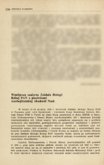 Wsp&oacute;łpraca naukowa Zakładu Biologii Rolnej PAN z plac&oacute;wkami Azerbejdżańskiej Akademii Nauk