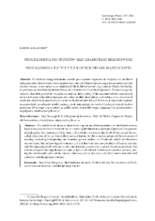 Prolegomenato the study of birchbark manuscripts