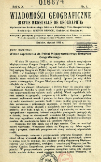 Wiadomości Geograficzne R. 10 (1932), Spis treści