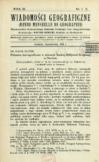 Wiadomości Geograficzne R. 11 (1933), Spis treści