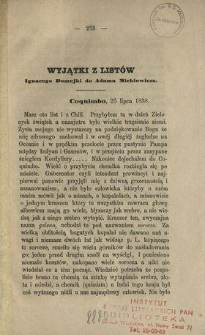 Wyjątki z list&oacute;w Ignacego Domejki do Adama Mickiewicza
