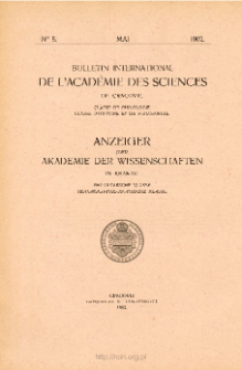 Anzeiger der Akademie der Wissenschaften in Krakau, Philologische Klasse, Historisch-Philosophische Klasse. No. 5 Mai (1902)