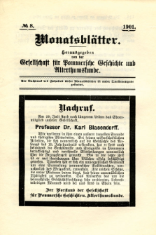 Monatsblätter Jhrg. 15, H. 8 (1901)