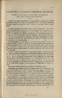 Les aspects successifs du principe de relativité, Bull. Soc. fr. Physique, 1920, 138, 5