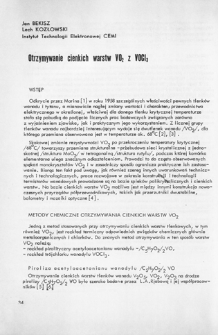 Otrzymywanie cienkich warstw VO2 z VOCl3 = Preparation of VO2 thin film from VOCl3
