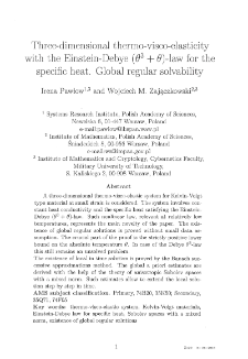 Three-Dimensional Thermo-Visco-Elasticity with the Einstein-Debye (θ3+ θ)-law for the Specific Heat.Global Regular Solvability