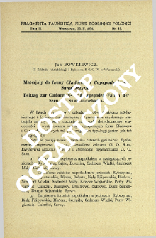 Materjały do fauny Cladocera i Copepoda jezior Suwalszczyzny = Beitrag zur Cladoceren- und Copepoden-Fauna der Seen des Suwałki-Gebietes