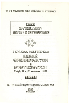 Optymalizacja metody i zastosowania. Tom 1: I Krajowa Konferencja Badań Operacyjnych i Systemowych BOS'88, Książ, 13-17 czerwca 1988 * Problemy optymalizacji i algorytmy ich rozwiązywania * Metoda wyznaczania <c,a)- oszacowania optymalnej wartości funkcji celu w zadaniu optymalizacyjnym i probabilistycznymi ograniczeniami